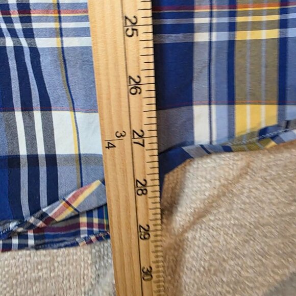 Ralph Lauren Custom Fit Button Down Shirt XXL Blue Yellow Plaid Long Sleeve Clas - Picture 5 of 6